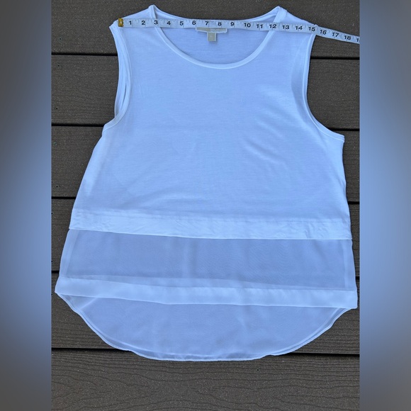 73. Michael Kors Women’s White Tiered Sleeveless Chiffon Hem Tank Top. Size XL - Picture 11 of 13